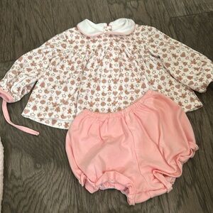 The Oaks Apparel 18 month Gingerbread Christmas Bloomer and Top Set EUC